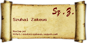 Szuhai Zakeus névjegykártya
